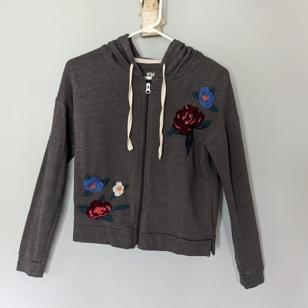 Mudd Floral Embroidered Hoodie Small